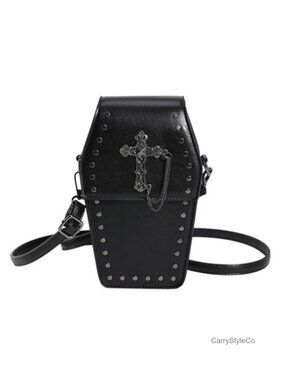 Goth Coffin Crossbody Bag Small Clutch Shoulder Purse Halloween